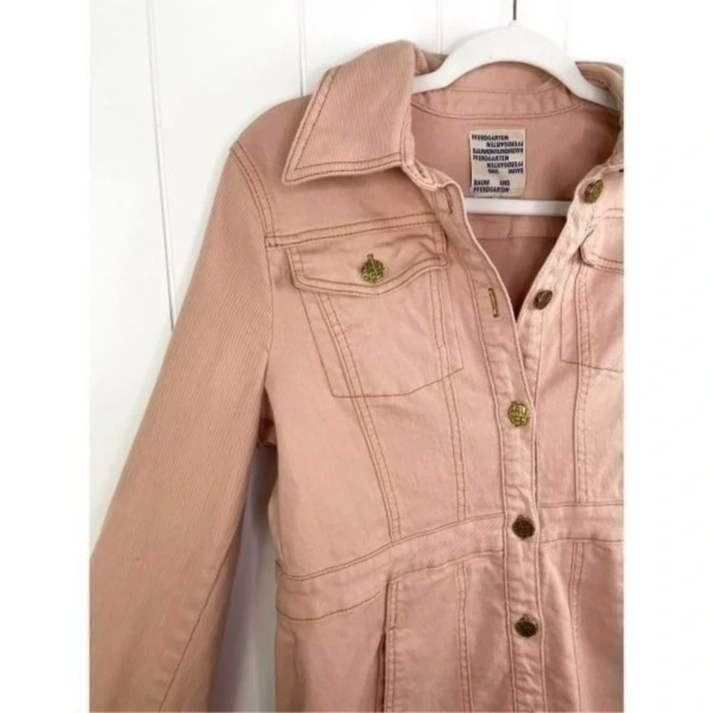 BAUM UND PFERDGARTEN Arden Cotton Denim Button Down Dress Cameo‎ Peach Size S - Picture 4 of 8